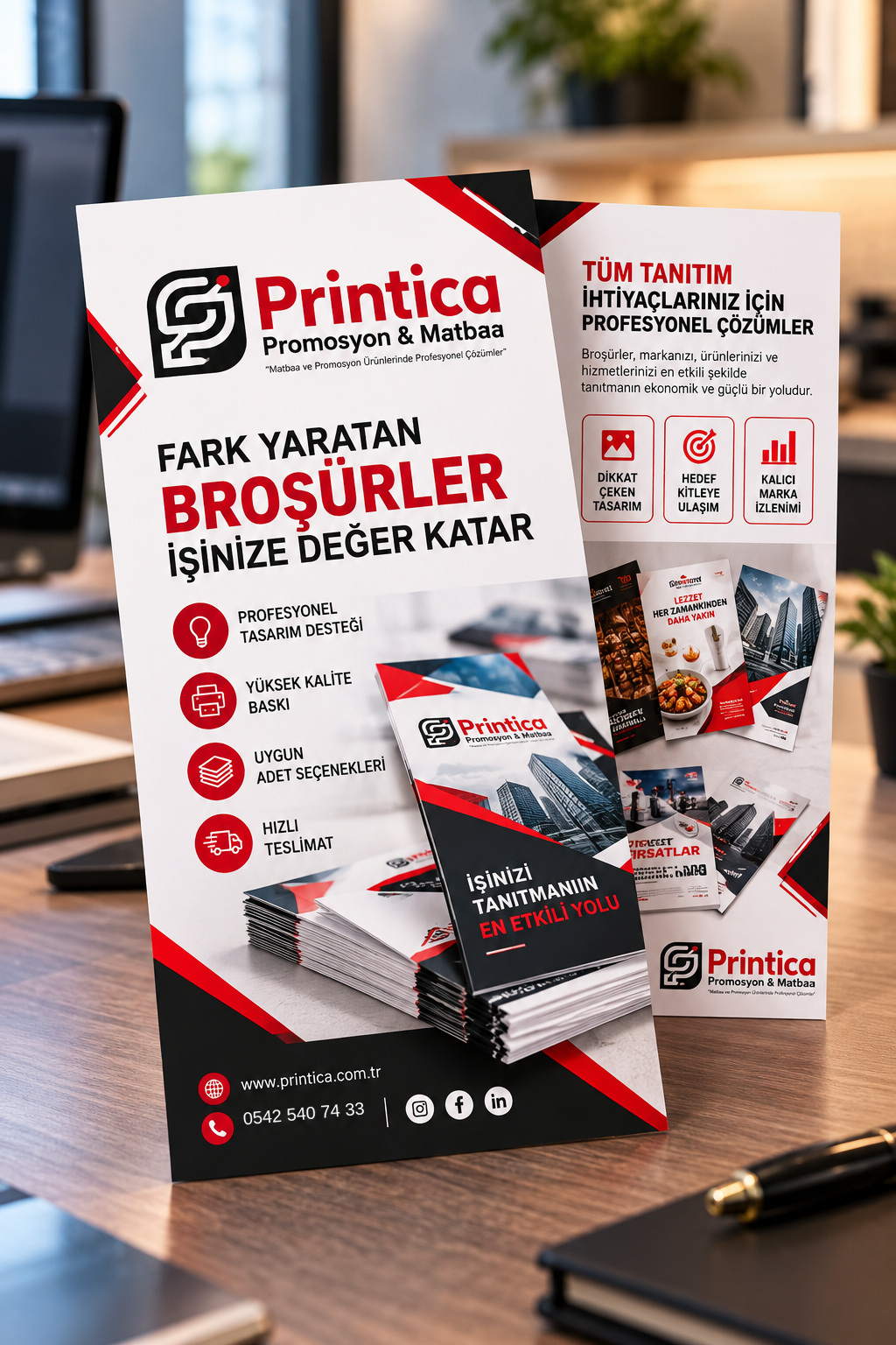 A7-10 Printica A7 broşür ön ve arka yüz örnek tasarımı